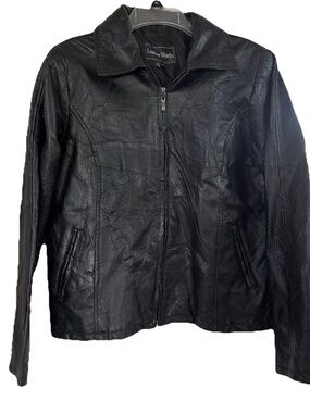 Leather Works Genuine Leather Jacket Women’s XXL Black Zip Front Soft Leather